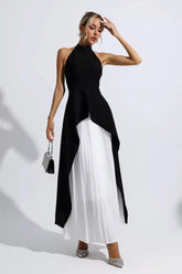 Ensemble robe longue irrégulière sans manches à licou